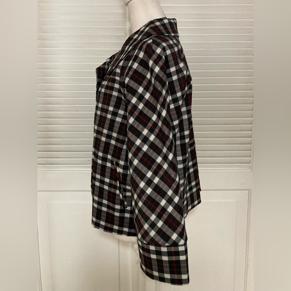 EUC John Paul Richard Black + Red & White Plaid Lightweight Jacket Size 14 - Picture 5 of 15